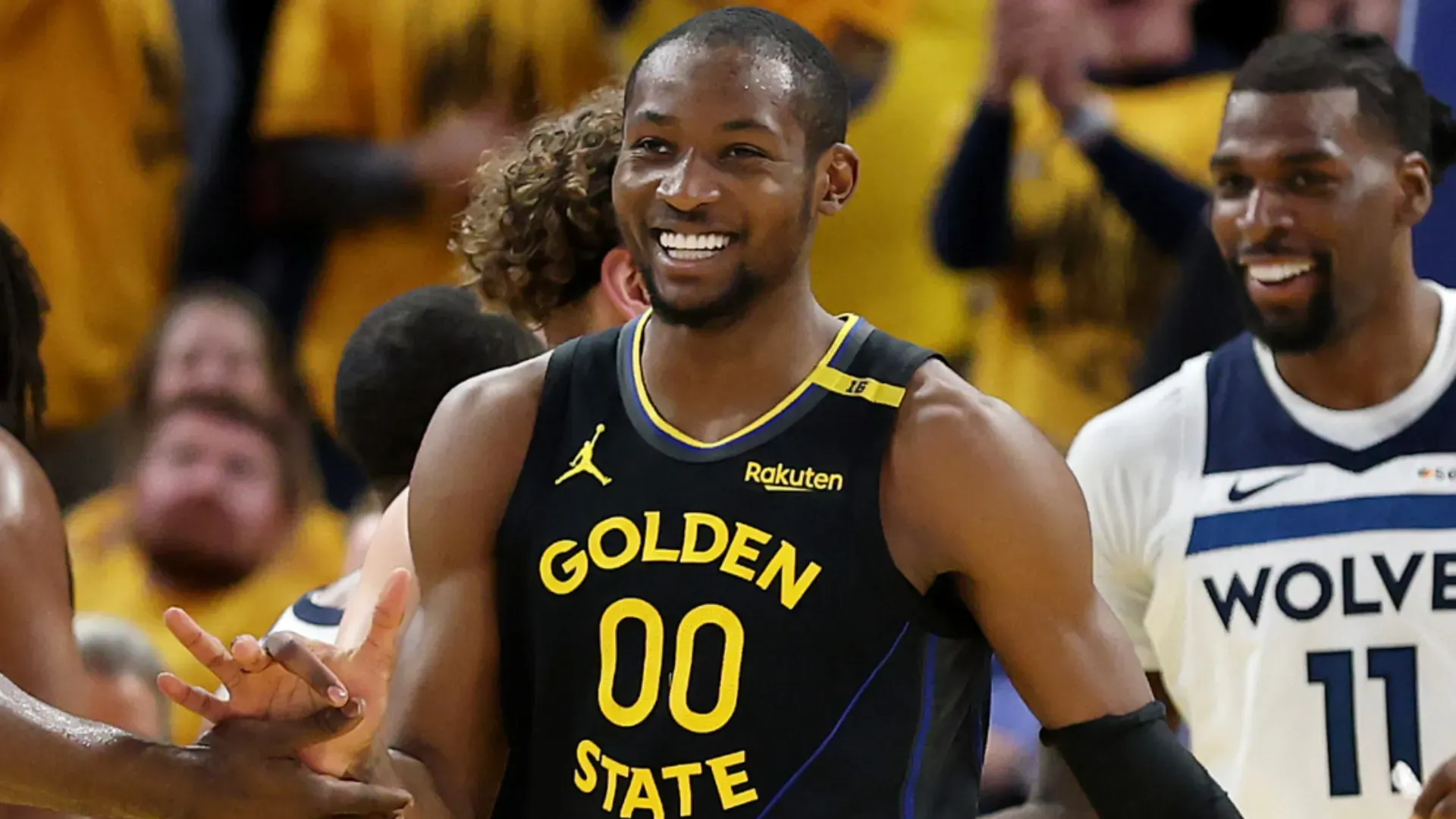 Warriors' Jonathan Kuminga reacting