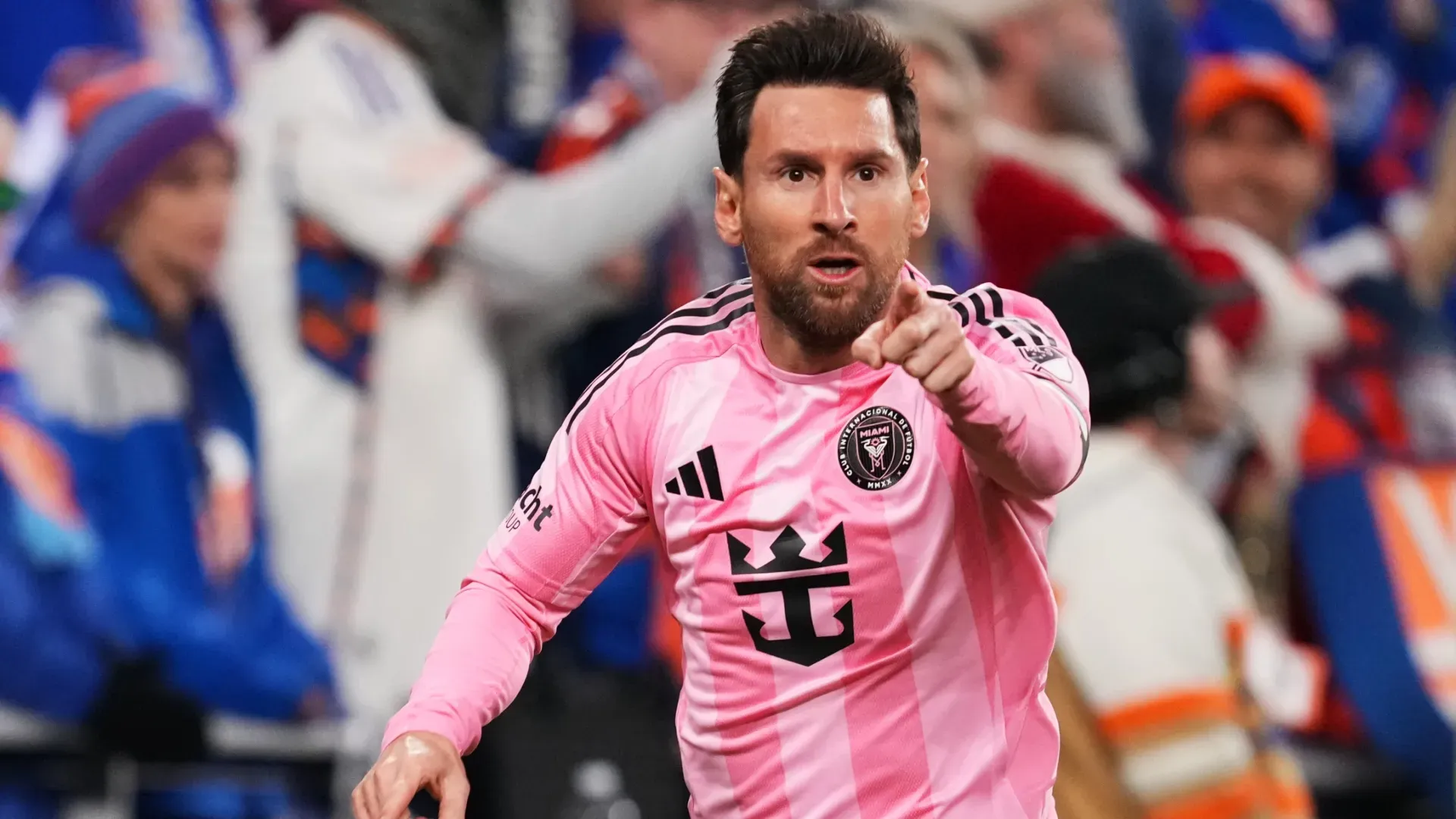 Lionel Messi #10 of Inter Miami CF celebrates after scoring the team’s first goal during the Conference Semifinal match. Jeff Dean/Getty Images