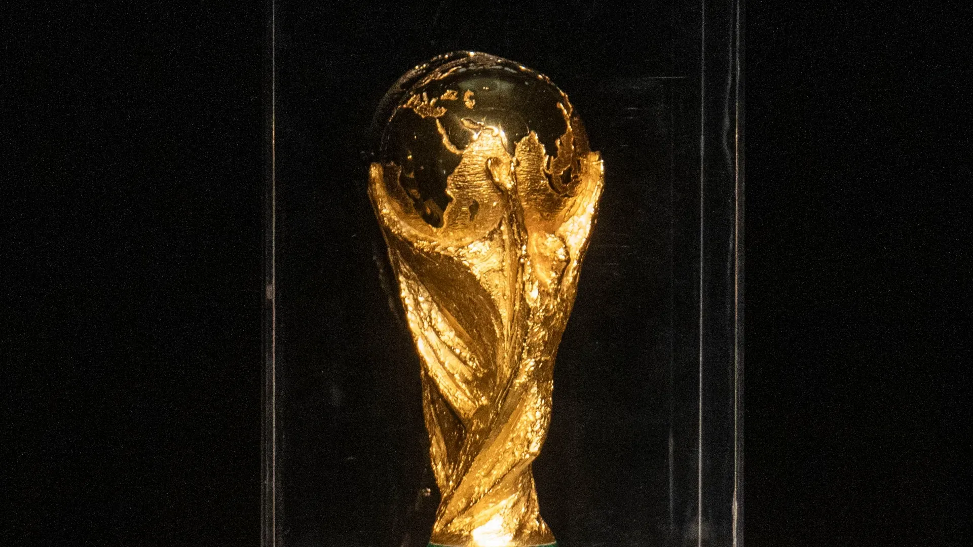 Detailed view of the 2026 World Cup trophy.