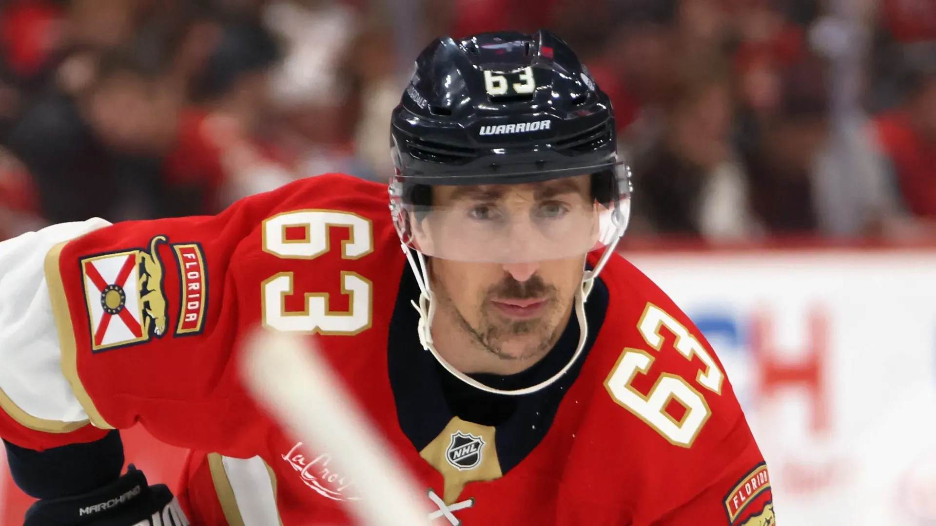 Brad Marchand waits for a face-off