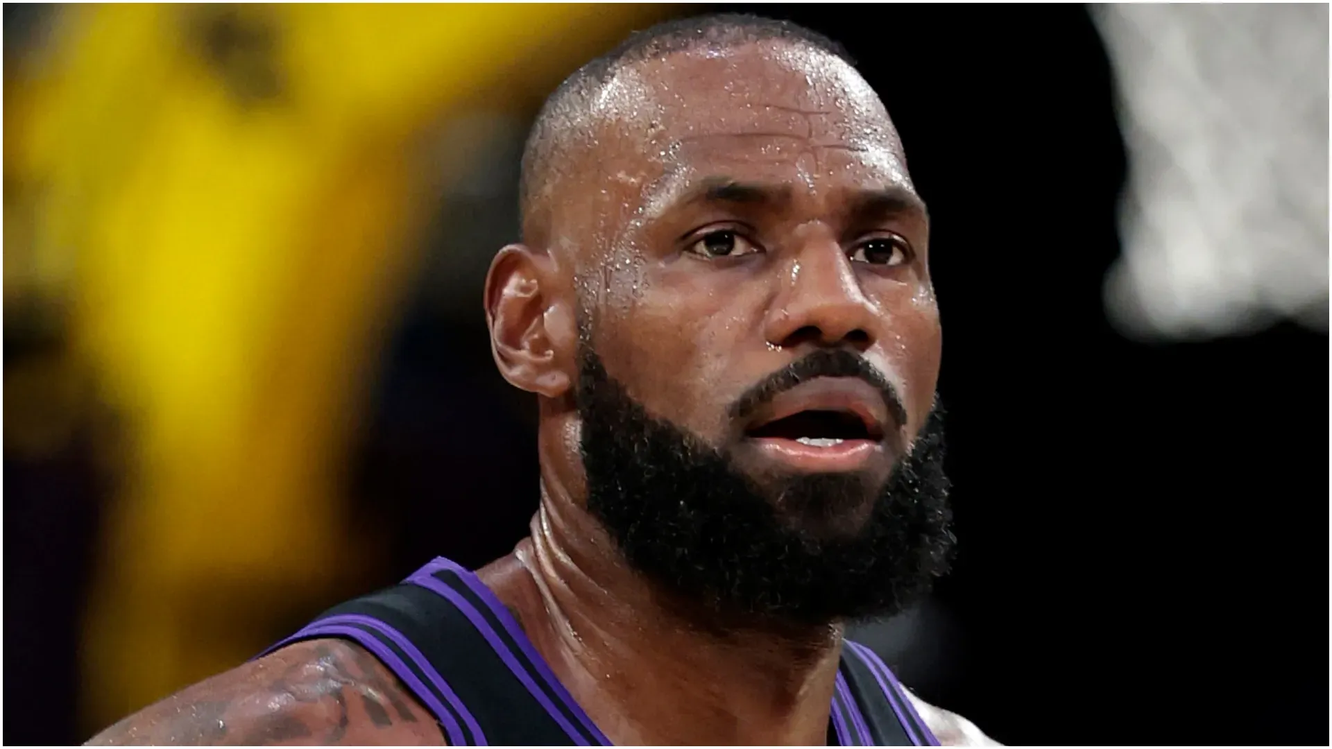 LeBron James looks on