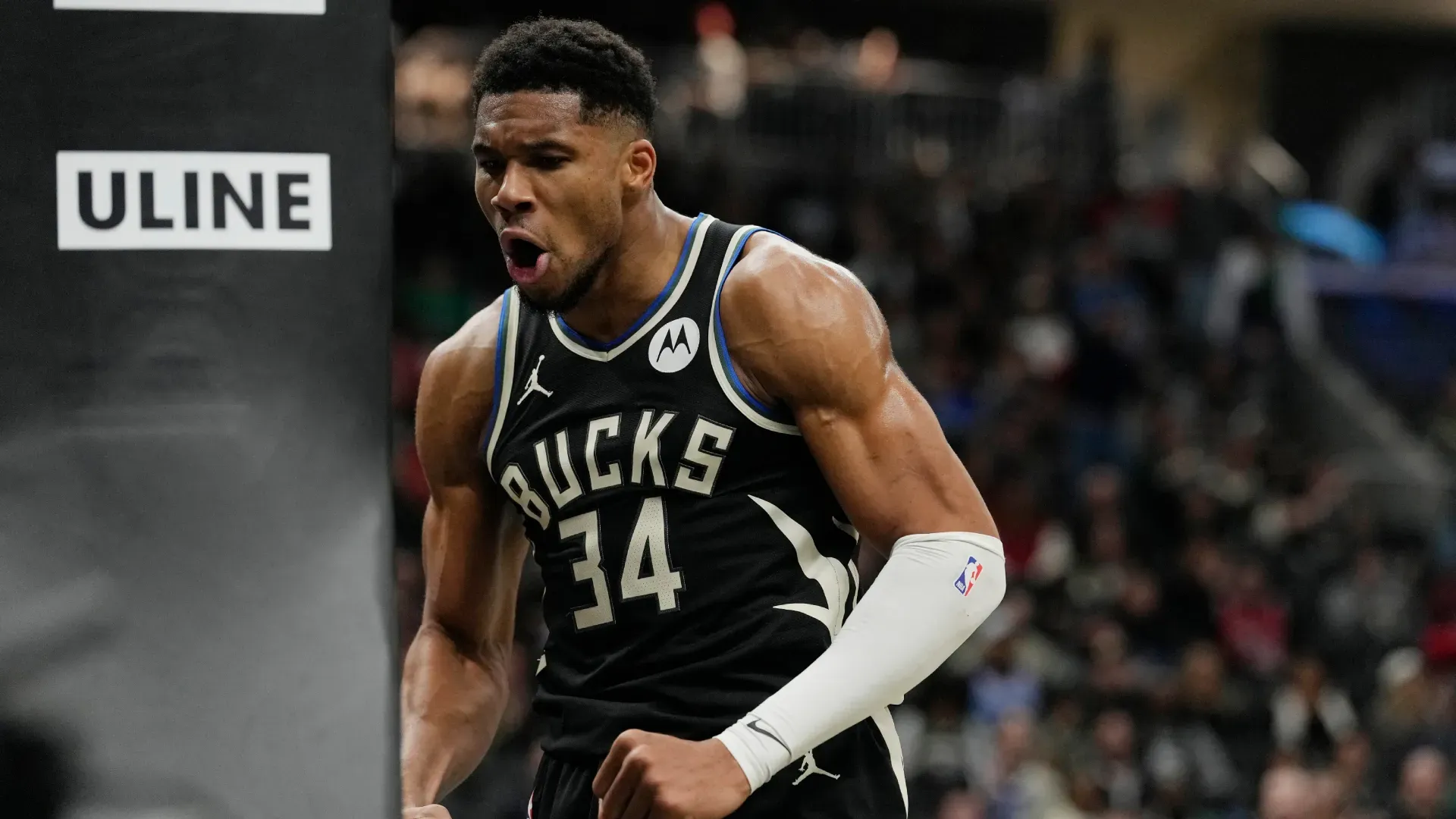 Giannis Antetokounmpo #34 of the Milwaukee Bucks.