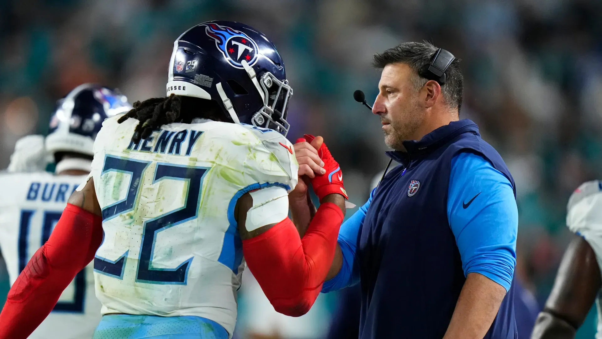 Derrick Henry and Mike Vrabel during their time with the Titans