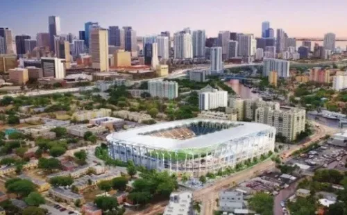 Render del estadio que planea costruir Beckham, publicado por el Miami Herald.