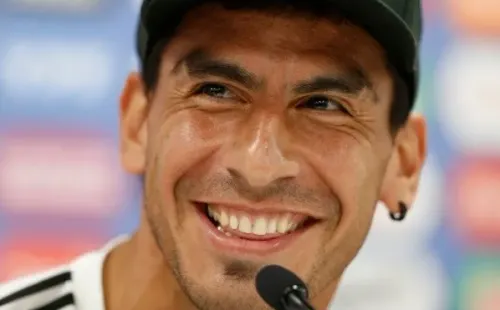 EL PATÓN ESTÁ FELIZ. Nahuel Guzmán durante la conferencia de prensa de Argentina (Foto: Getty).