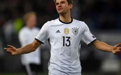 Thomas Müller con la camiseta de la Selección Alemania.