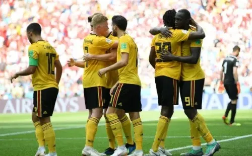 Foto de la Selección de Bélgica festejando el triunfo.