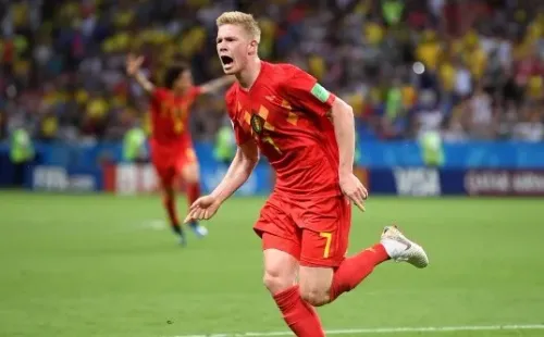 Foto de los jugadores de Bélgica ante Brasil.