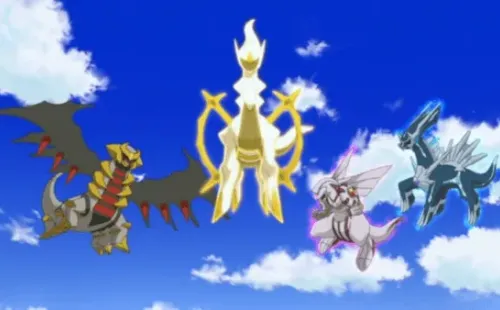 Arceus, Giratina, Dialga y Palkia en la película Pokémon: Arceus y la joya de la vida