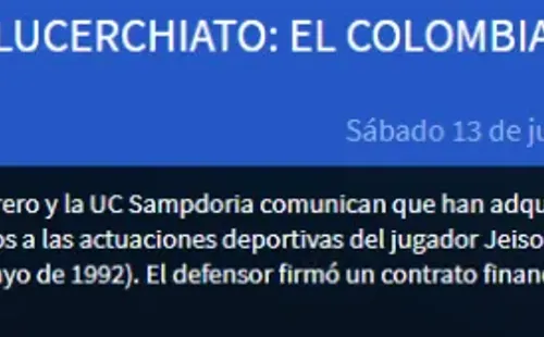 Comunicado de Sampdoria.