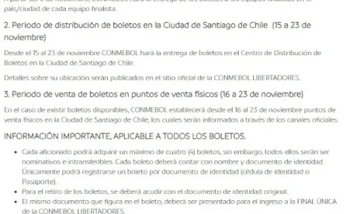 Para los clubes finalistas, habrá una venta exclusiva.