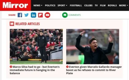 Así lo reflejó el periódico 'Mirror' de Inglaterra.