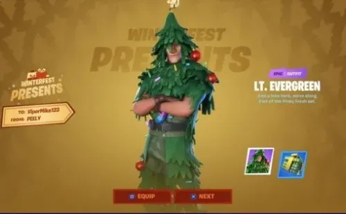 LT. Evergreen se puede conseguir abriendo el árbol de Navidad.