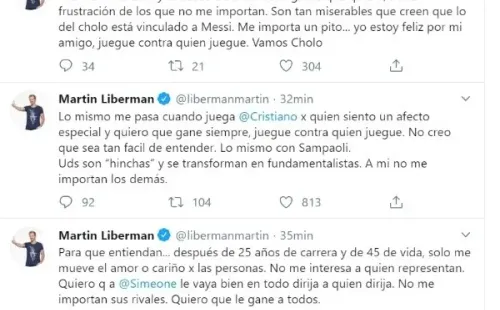 Tuits de Martín Liberman.