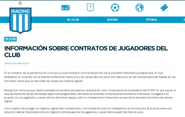 Parte del comunicado oficial lanzado por La Academia (Foto: captura)