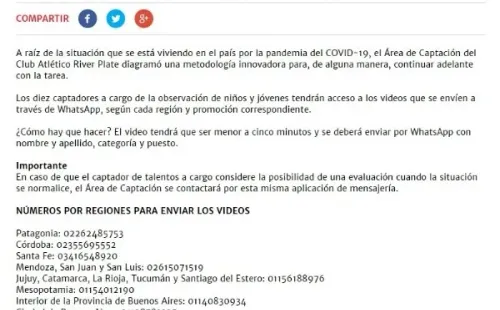 El comunicado del Club Atlético River Plate.