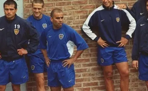 Fagiani junto a grandes jugadores de Boca.