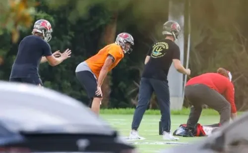 Brady con sus compañeros de los Bucs.