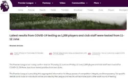 La información provista por la Premier League.