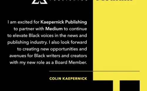 Comunicado de Kaepernick por su llegada a Medium (@KaepernickPub)