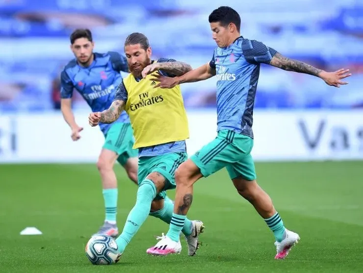 James Rodríguez en una práctica con el Real Madrid. // Getty Images.