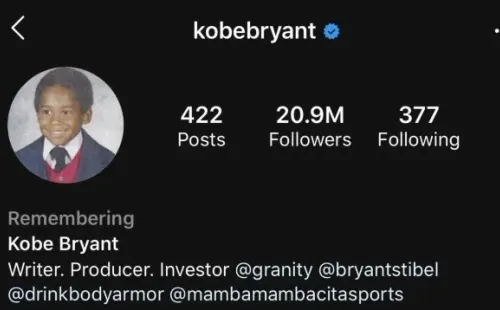 El detalle en el perfil de Kobe (Instagram)