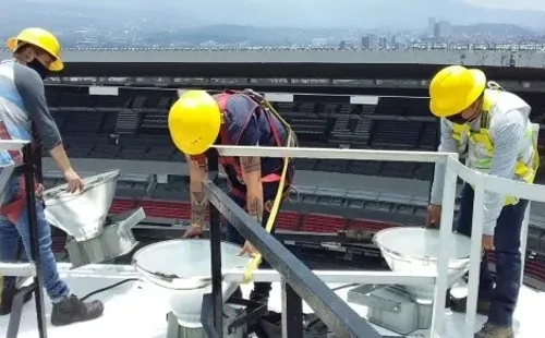 Trabajos de remodelación en el Estadio Azteca. (Estadio Azteca / Diario Récord)
