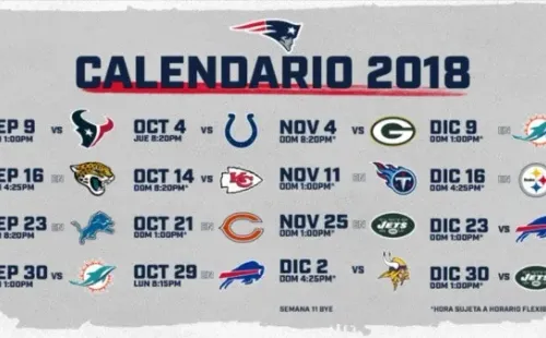 Calendario de los Patriots (New England Patriots)