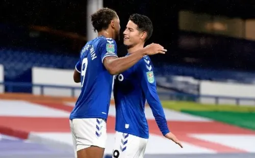 Dominic Calvert Lewin y James Rodríguez en el Everton. Getty Images.