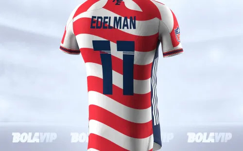 El jersey de visitante vista desde atrás.