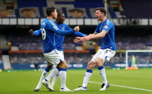 James celebra el gol de Harry Keane en el derbi de Merseyside. // Getty Images.