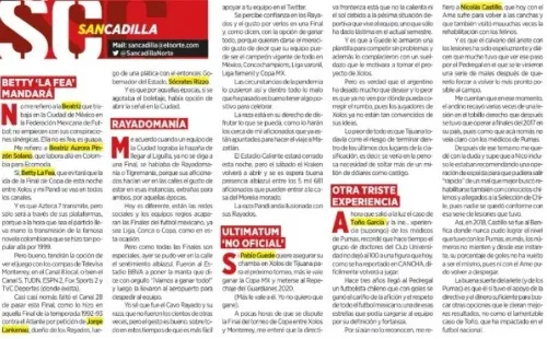 La columna de Sancadilla sobre Nicolás Castillo.