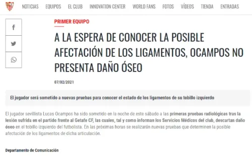 El parte médico del Sevilla (Foto: Captura)