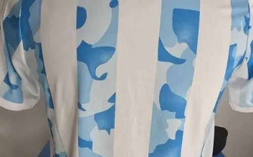 La espalda de la indumentaria albiceleste.