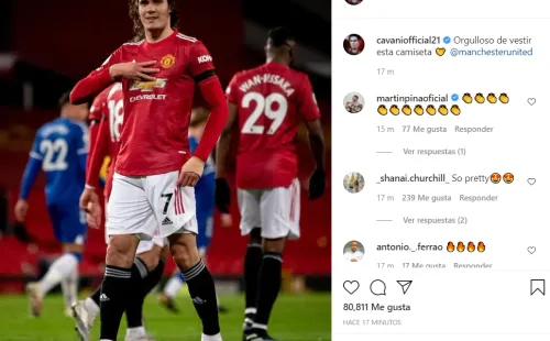 La publicación de Cavani. (Foto: Instagram)