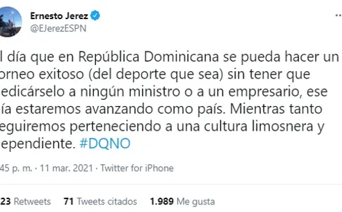 El tweet de Ernesto Jerez