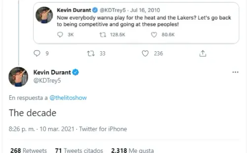 Tuit de Kevin Durant