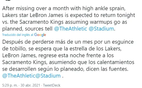 LeBron James regresa a la NBA