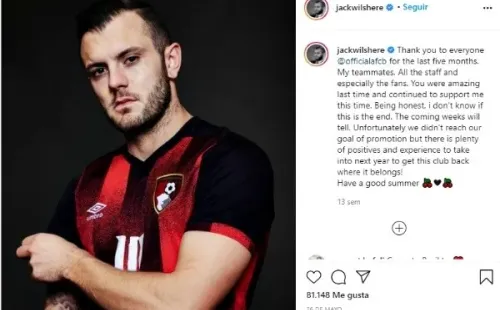 Jack Wilshere, tras su salida del Bournemouth