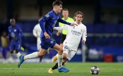 Kai Havertz ante Luka Modric. (Getty)