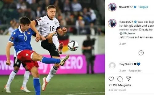 Florian Wirtz, en su debut con la Selección de Alemania