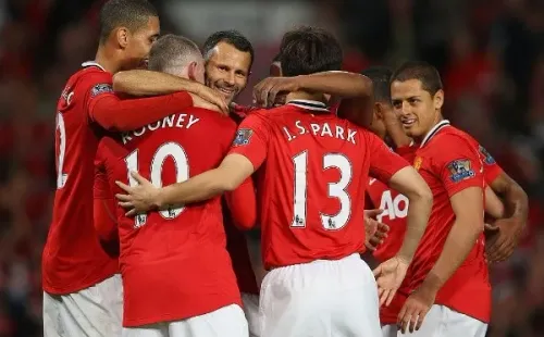 Park con Rooney, Smalling, Chicharito y Giggs. (Getty)