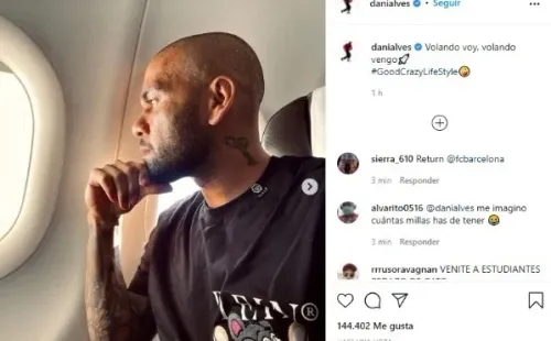 Dani Alves, en viaje, foto de Instagram