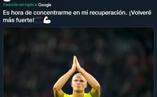 Haaland confirma lesión en su cuenta de Twitter
