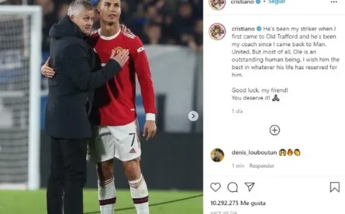 Cristiano Ronaldo y su despedida de Solskjaer en Instagram