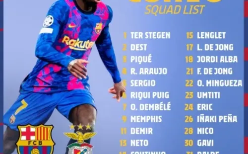 Convocatoria de Barcelona para recibir a Benfica