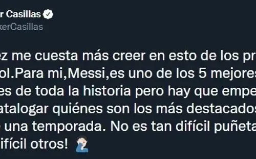 Iker Casillas y su crítica a la entrega de premios en fútbol