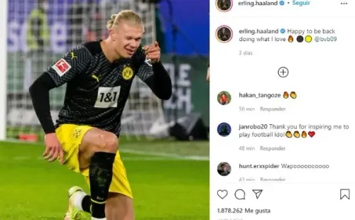 Erling Haaland, después de haber anotado en su regreso a las canchas