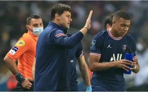 Pochettino y Mbappé, durante un partido de Ligue 1 de PSG