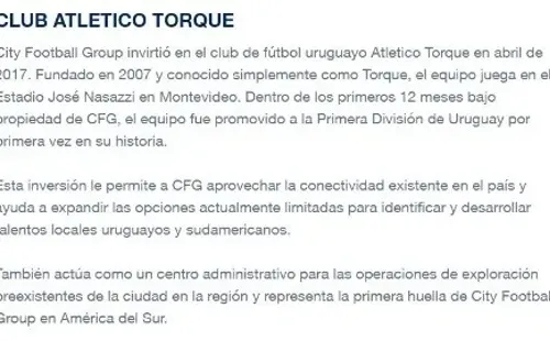 El anuncio del Club Atlético Torque sobre la llegada del City Group en 2017